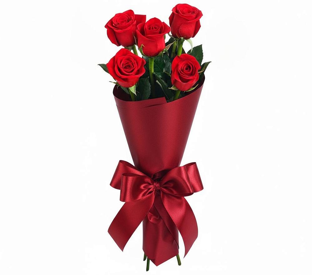 Букет 5 Красных роз Эдлесс Лав в Дементьево