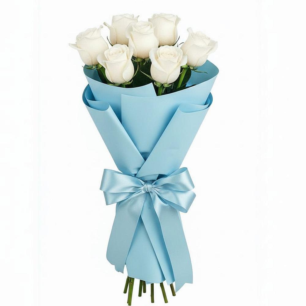 Букет 7 белых роз Проуд в Дементьево