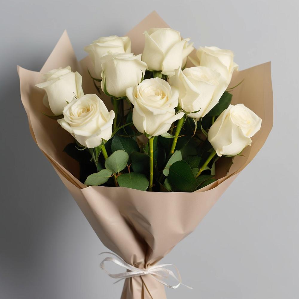 Букет 9 Белых роз Эдлесс Лав в Дементьево