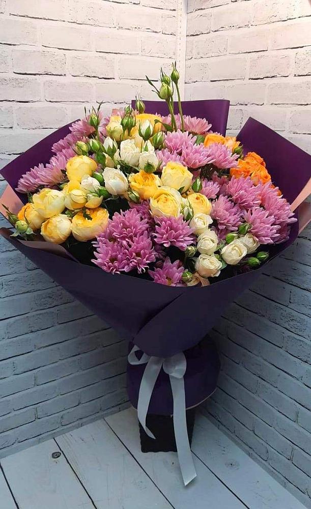 Букет цветов из: Хризантемы и Розы в Дементьево