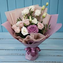 Букет цветов из:  Розы и Лизиантусы в Дементьево