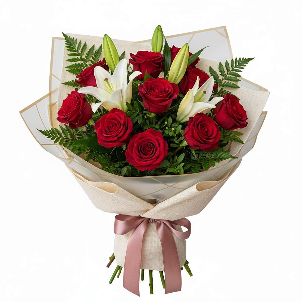 Букет цветов из: Лилии и Розы в Дементьево