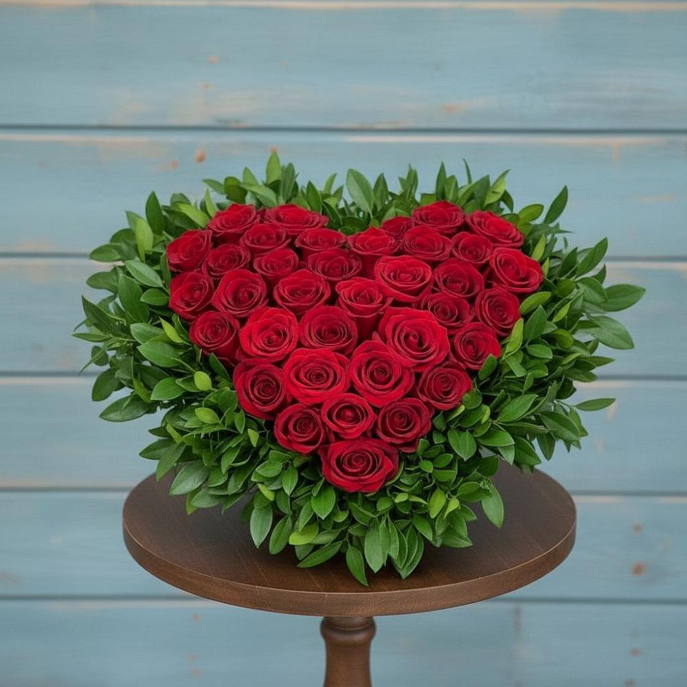 Цветочная композиция из Розы в виде сердца в Дементьево